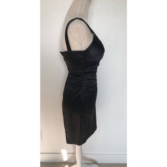 B Darlin Ruched Bodycon Black Mini Dress - Sz 1/2 - Picture 2 of 6